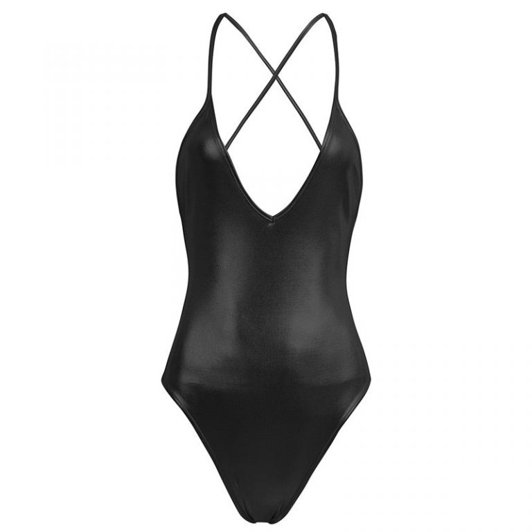 Shiny Spaghetti Shoulder Leotard Thong Monokini Micro Bikini MB1801 ...