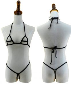 Tracy Extremely Sexy No Coverage One String Bikini MB1801 Black / Size fits all Official Micro Bikini Merch